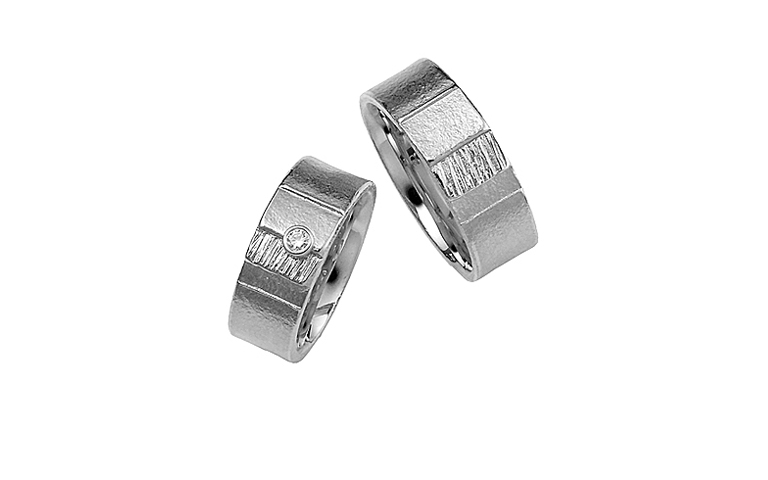 45006+45007-wedding rings, white gold 750wit a brillant